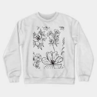 Black and White flower pattern Crewneck Sweatshirt